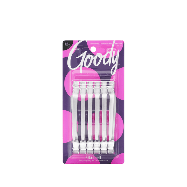 Pack of Goody Aluminum Sectioning Clips with pink and purple packaging on a transparent background