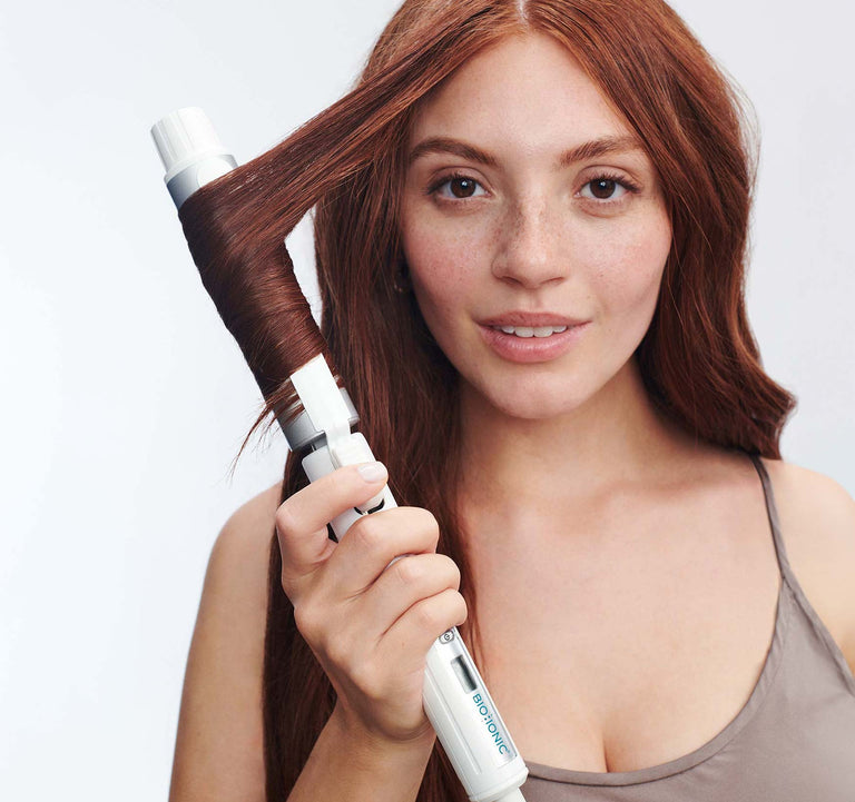 Model with Stylewinder Rotating Styling Iron